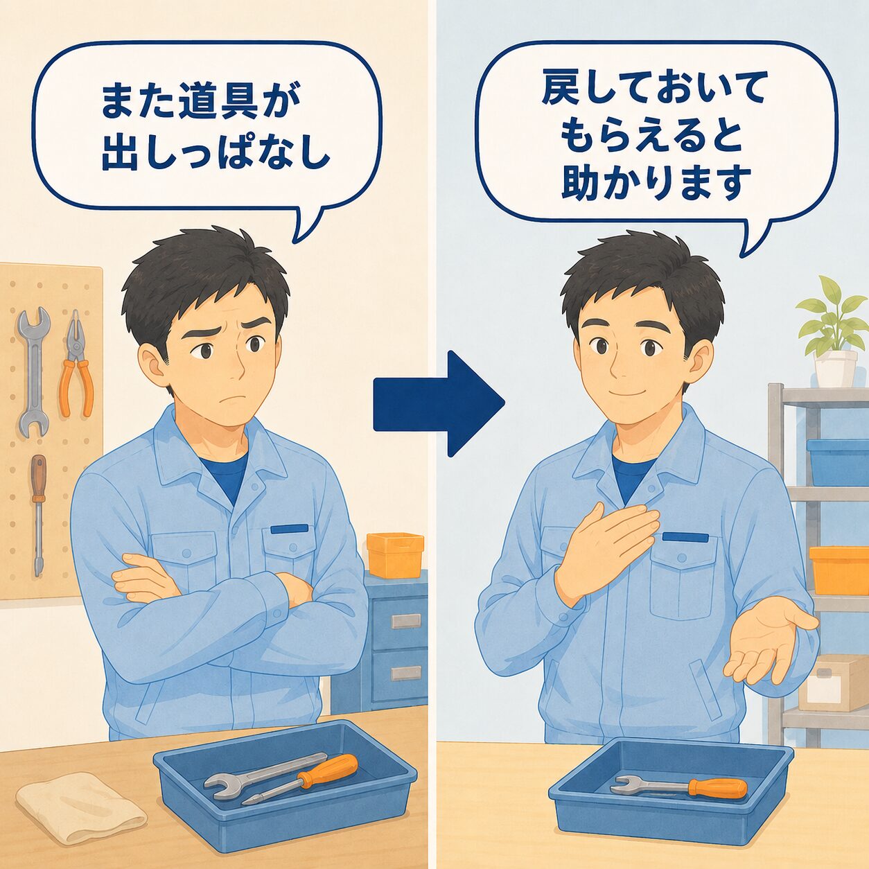 きつい言い方と、整えたあとの言い方を左右で比べる図解
