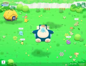 朝のリサーチ結果。カビゴンのまわりでポケモンたちが眠っている(アプリの共有画像)